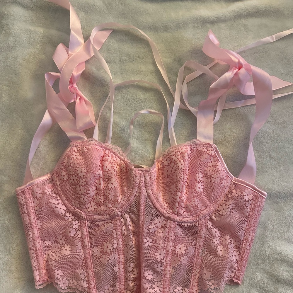 Pink Lace Corset Top